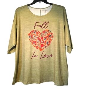 Emily Daniels Olive Green Fall In Love Blouse Top NWT 1X
